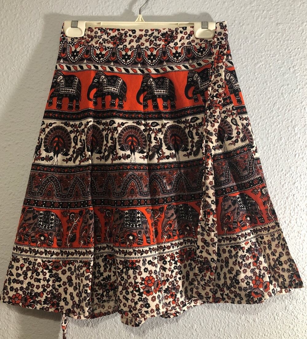 Tie Skirt Cotton Wrap BOHO Hippie Indian Floral Elephant Traditional NWT